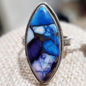 Silver and Blue Turquoise Mosaic Ring